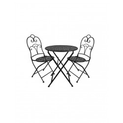 Σετ Κήπου Μεταλλικό  Μαύρο Τραπεζάκι Φ60Η71 Καρέκλες 45Χ40Χ94cm 