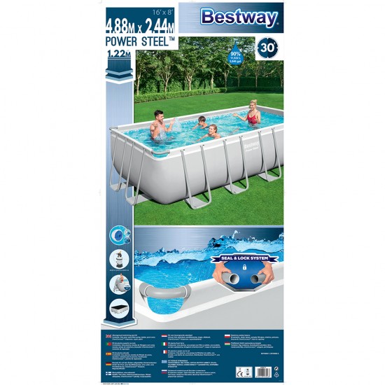  Bestway  Πισίνα PVC με Μεταλλικό Σκελετό 488x244x122εκ.