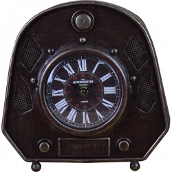 Vintage Μεταλλικό Επιτραπέζιο Ρολόι Μαύρου Χρώματος Οβάλ 22,5 x 8,5 x 22,5cm