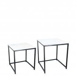  Τραπέζι Marble Λευκό με Μεταλλικά Πόδια σετ/2τεμαχίων  (45Χ45Χ52+40Χ40Χ45)