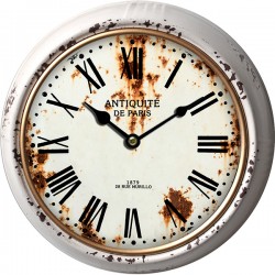Ρολόι Τοίχου Μεταλλικό Vintage Εκρού Με Εφέ Σκουριάς 24,5 x 24,5 Χ 6,5cm 